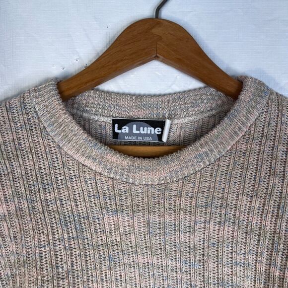 La Lune Cable Knit Sweater Crewneck Cotton Blend VTG USA Made Size Large - Picture 3 of 8
